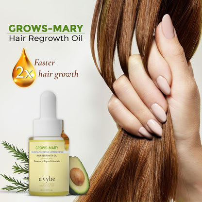 Grows-mary hair regrowth oil infused with Rosemary, Argan & Avocado