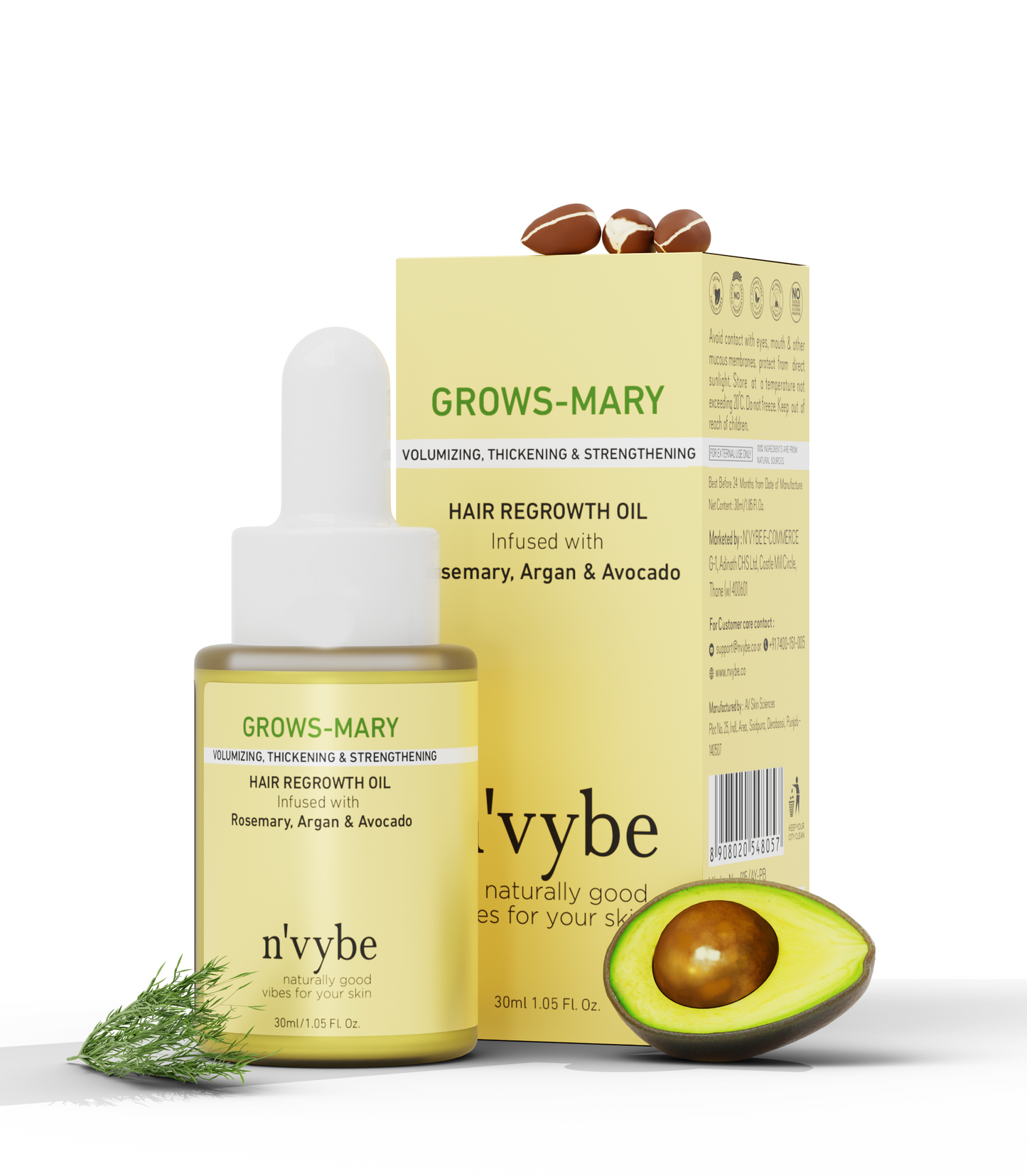 Grows-mary hair regrowth oil infused with Rosemary, Argan & Avocado